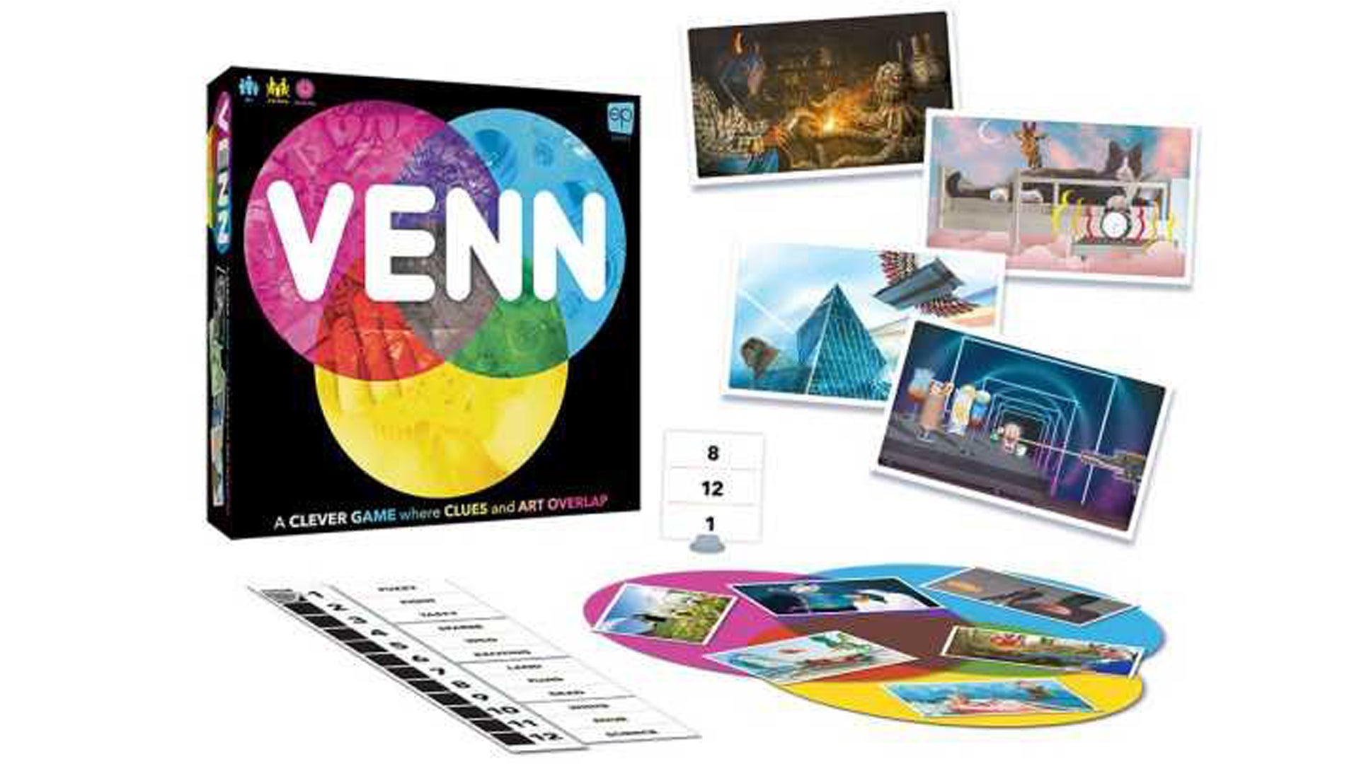 Dixit and Codenames collide in a party board game about Venn diagrams